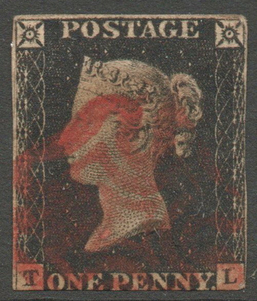 GB QV 1840 1d Black SG2 Plate 2 (T-L) Last in the Sheet. DOUBLE T. AS41c 