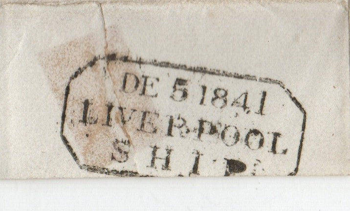 1841 Ship Mail NY - Halifax W Yorks on Red Star Line "Sheffield" Details below...(SF19)