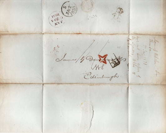 1831 Entire London-Edinburgh Showing Inspectors Mark & ½d Wheel Tax (SF20)