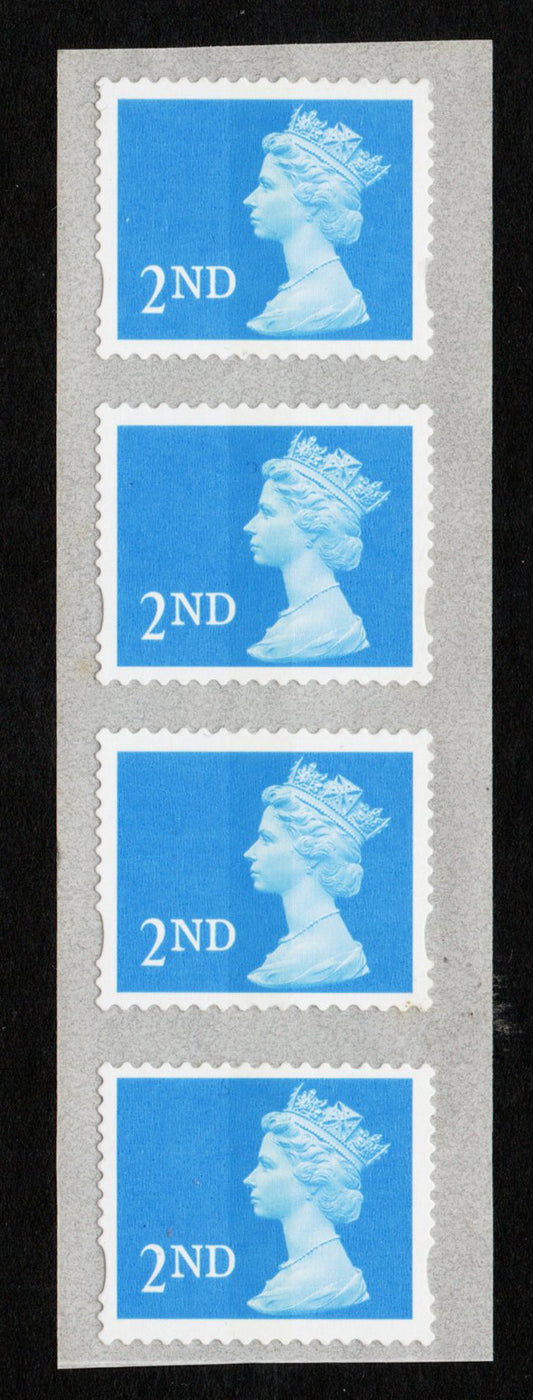 GB 1999 Machin NVI S/A 2nd Roll strip of 4 Perfect Unmounted Mint SG1976 (TT105