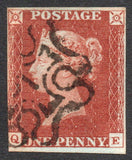 GB QV 1841 1d Red SG8m with No 1 in Maltese Cross (LPS111)