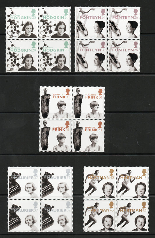 1996 Famous Women SG1935-1939  in Blocks of 4 U/M @Less than Face Val (TT125)