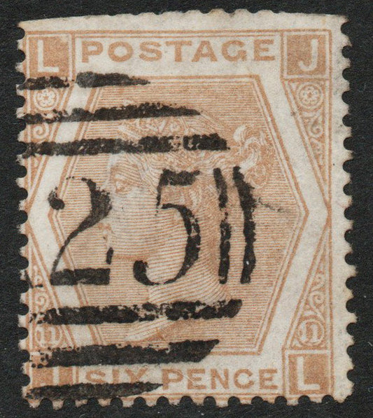 GB QV 1872 SG122b 6d Pale Chestnut Malta A25 Cancellation Good Used&nbsp;&nbsp;