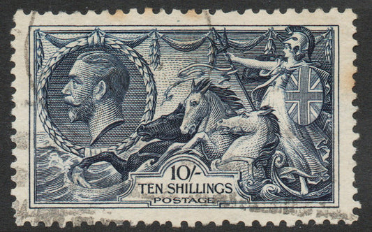 GB KGV SG452 10/- "Seahorse" Good Used, Well centred, Good Perfs (TT187)
