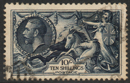 GB KGV SG452 10/- "Seahorse" Good Used, Well centred, Good Perfs
