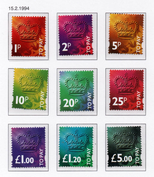 GB QEII 1994 SGD102/110 set of 9 Postage Dues