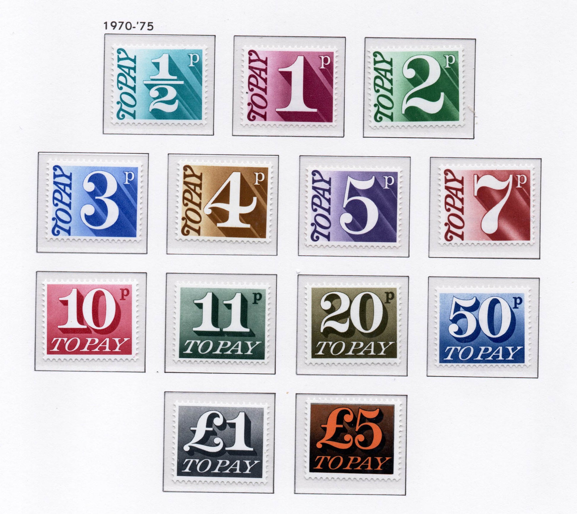 GB QEII 1970 Decimal Postage Dues Complete SGD77/89 U/M
