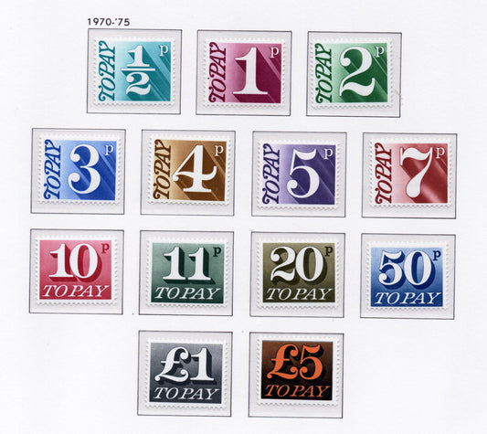 GB QEII 1970 Decimal Postage Dues Complete SGD77/89 U/M