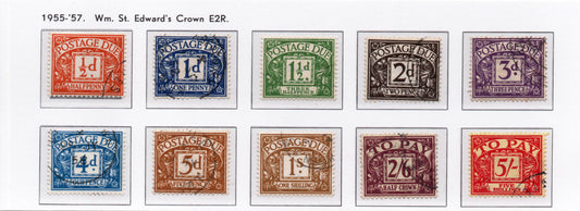 GB QEII 1955-57 Postage Due St Edwards Crown set of 10 stamps to 5/- All VFU