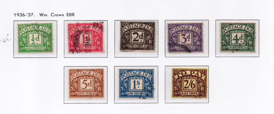 1936 KGEVII SGD19-D26 Set of 8 Postage Dues E8R Wmk Very Good Used