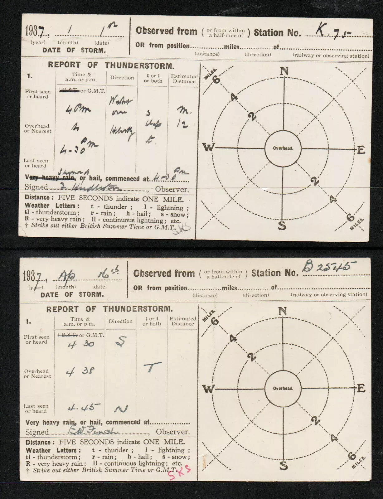 GB Weather reports sent by PC to "Thunderstorm Census Organisation" 