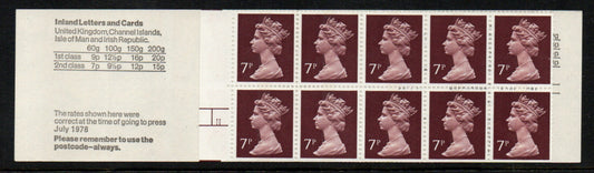 GB QEII 1978 70p Booklet FD4A Cyl Left Selvedge Trimmed Perfs Unmounted Mint (TT368)