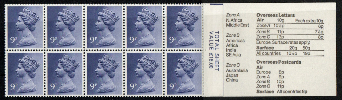 GB QEII 1978 90p Booklet FG3B TSV 90p Llangollen RIGHT Selvedge Good Perfs (TT371)
