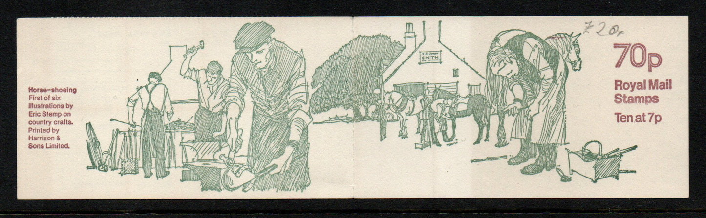 GB QEII 1978 70p Booklet FD2A CYL 11dot Shoeing LEFT Selvedge few blunt Perfs (TT372)