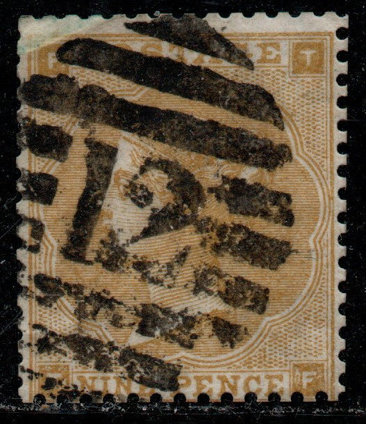GB 1862 QV SG87 9d Straw T - F Emblems (TT391)