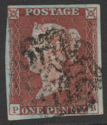 GB 1841 SG8 1d red Plate 19 (P-B) Black Maltese Cross