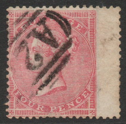 GB 1855-57 SG66 4d Rose-Carmine Used in Malta (A25) Wing Margin. Fine Used