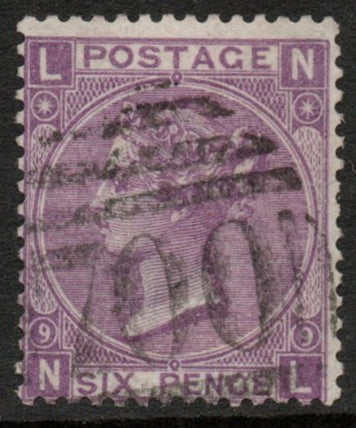 1870 GB SG109 6d Violet No Hyphen Plate 9 Wmk Spray