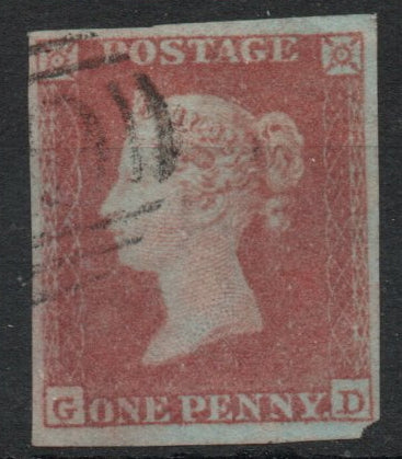 1841 GB SG8 1d Red Imperf  Wmk Small Crown Plate 152  (G-D) 