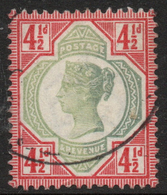 1887-92 QV SG206 4½d Carmine & Green Superb Used