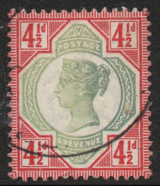 1887-92 QV SG206 4½d Carmine & Green Superb Used
