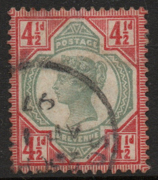1887-92 QV SG206 4½d Carmine & Green Good Used