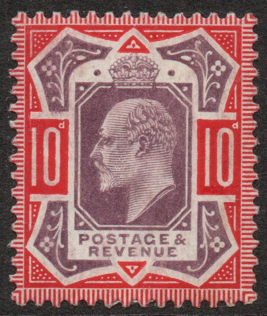 GB 1902-10 KEVII SG256 10d Dull Purple & Scarlet M/M