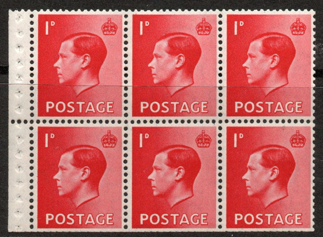 GB 1936 KEVIII SG458a Booklet Pane 6 x SG458 Upright Wmk U/M Perf Type P