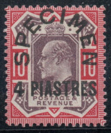 GB Agencies KEVII Levant 4 Piastres on 10d SPECIMEN Type GB17 SG10s U/M MNH (TT659)