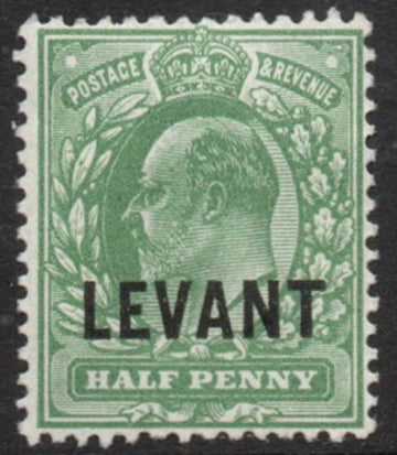 GB Agencies KEVII LEVANT OVPT on  ½d Green SGL1 Unmounted Mint (TT664)