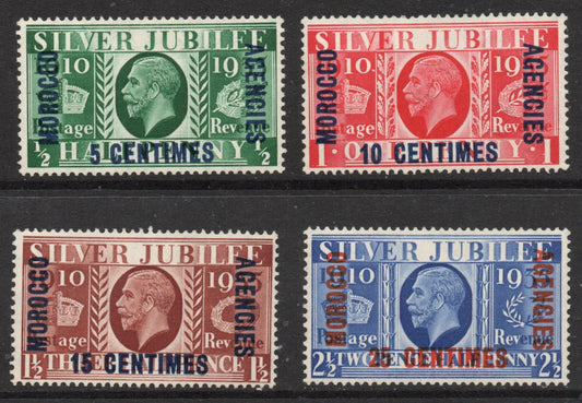 GB Agencies KGV Morocco OVPT on Silver Jubilee FRENCH SG212-15 Mounted Mint (TT670)