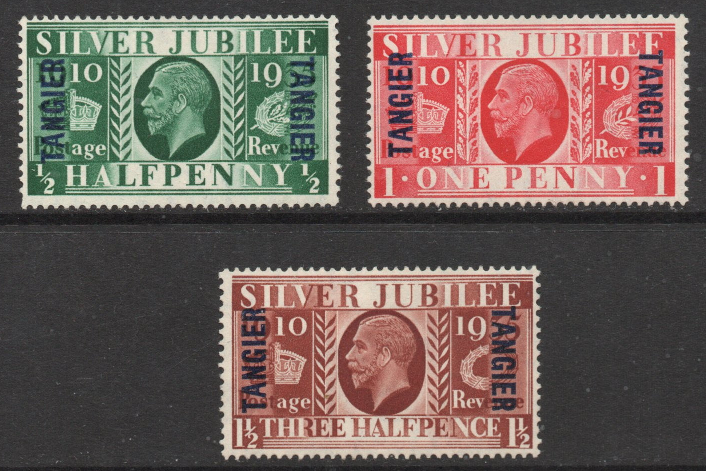 GB Agencies KGV Tangiers OVPT on Silver Jubilee SPANISH SG238-40 Lightly Mounted Mint (TT672)