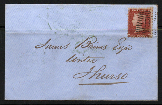 1855 Cover to Thurso Scotland backstamped Stromness May 11th 1855 Filing Fold does not detract