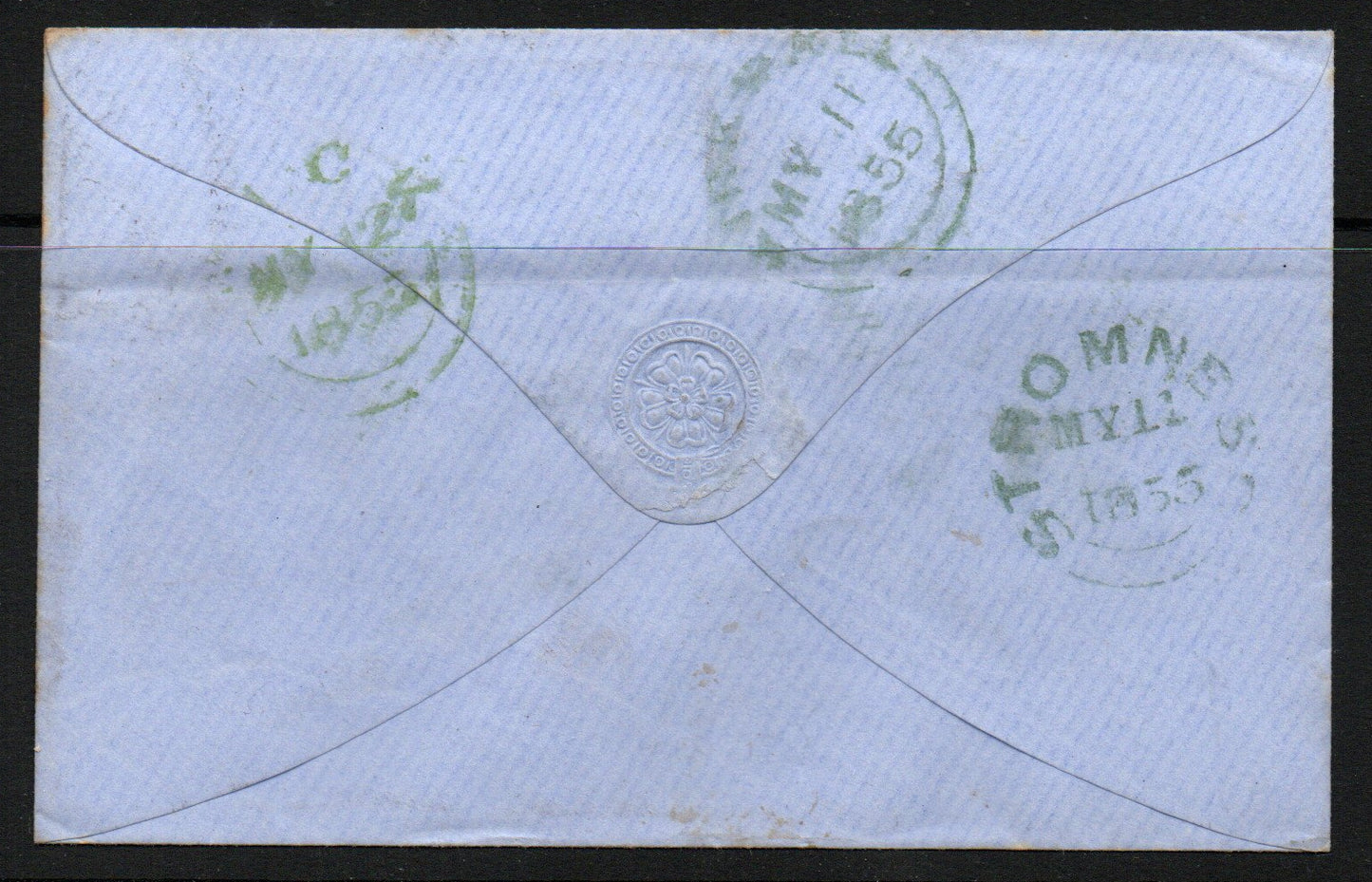 1855 Cover to Thurso Scotland backstamped Stromness May 11th 1855 Filing Fold does not detract (TT682)
