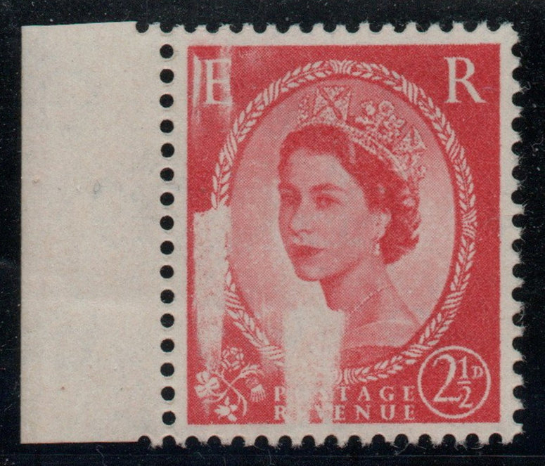 GB 1958 QEII SG574 2½d Carmine Large Dry Print Error U/M 