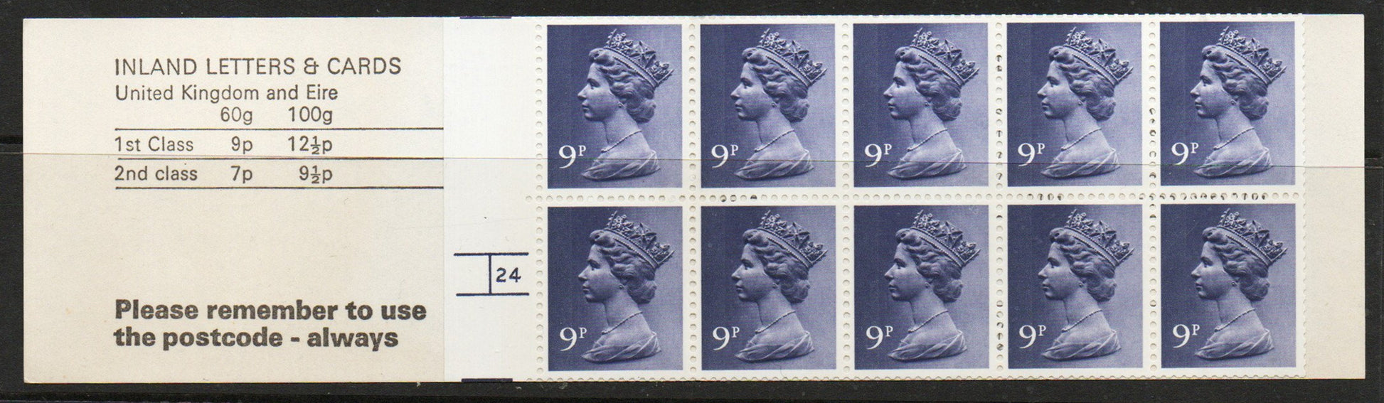 1977 GB Booklet FG1a No theme cylinder 24 no dot U/M