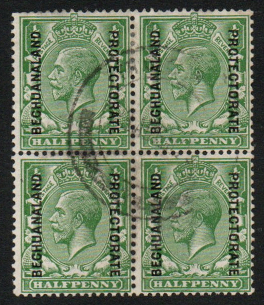 British Bechuanaland Protectorate SG73 Block of 4 Used. Seldom seen in used blocks
