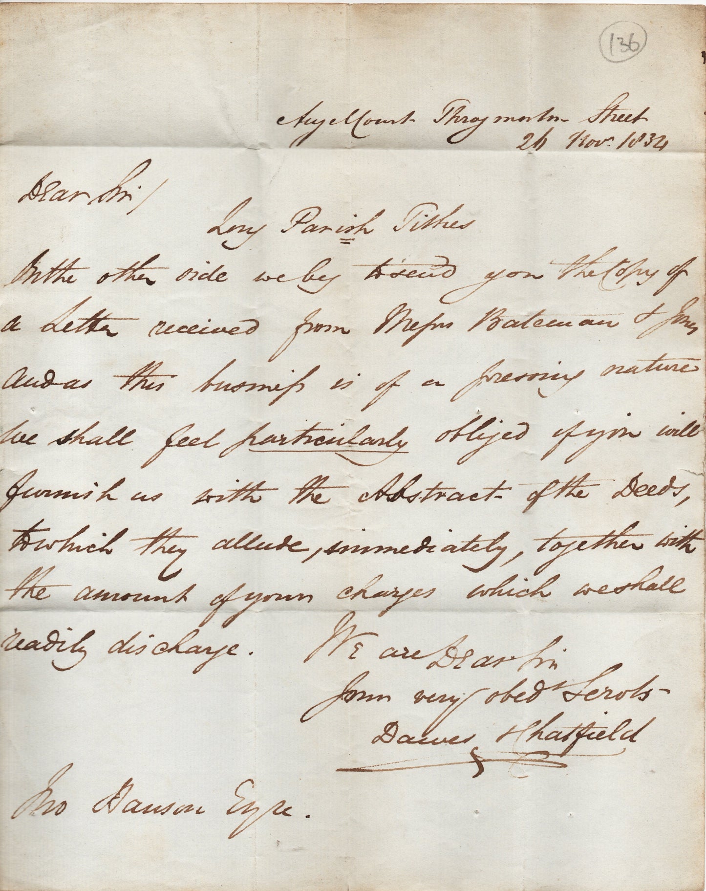 GB 1834 Entire bearing 7.Night.7 handstamp in Red. Details below..... (AM1570)