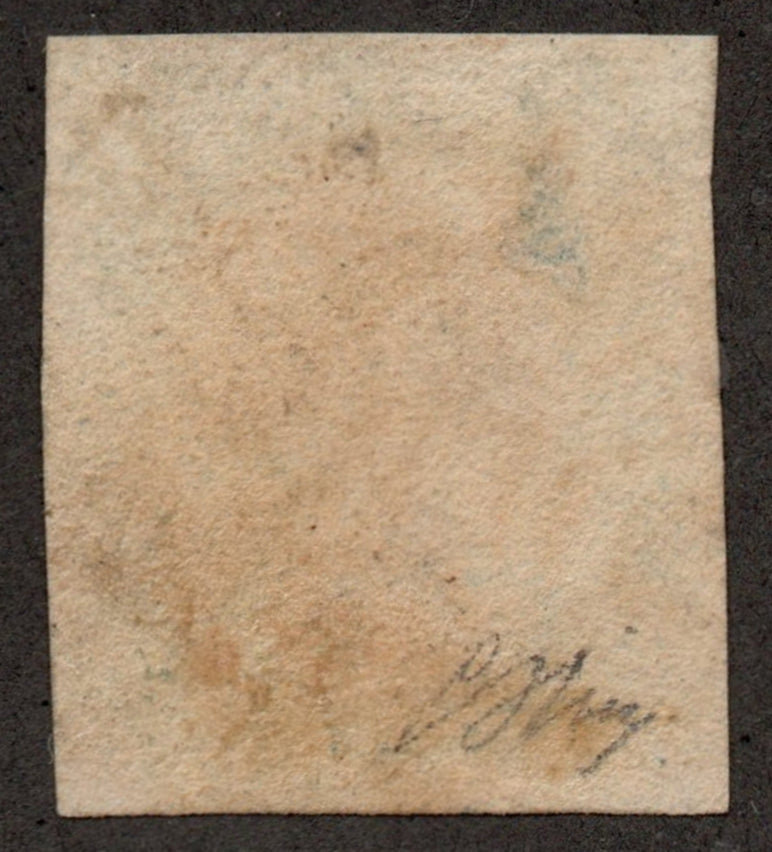 GB QV 1840 2d Blue SG4 Plate 1 (O-K) 4 Margins, tight at bottom M/C (AM1637)