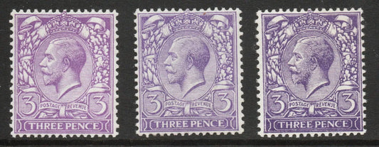 GB KGV 1912 SG374, 375 & 376 (Left to Right) All Unmounted Mint (AM378)