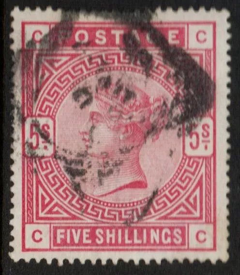 GB QV SG180 5/- Rose C-C Used (AM404)