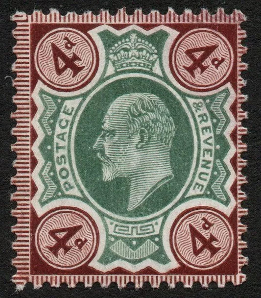 1902-10 GB QV KEVII SG238 4d Deep green & Choc Brown. U/M Well centred 