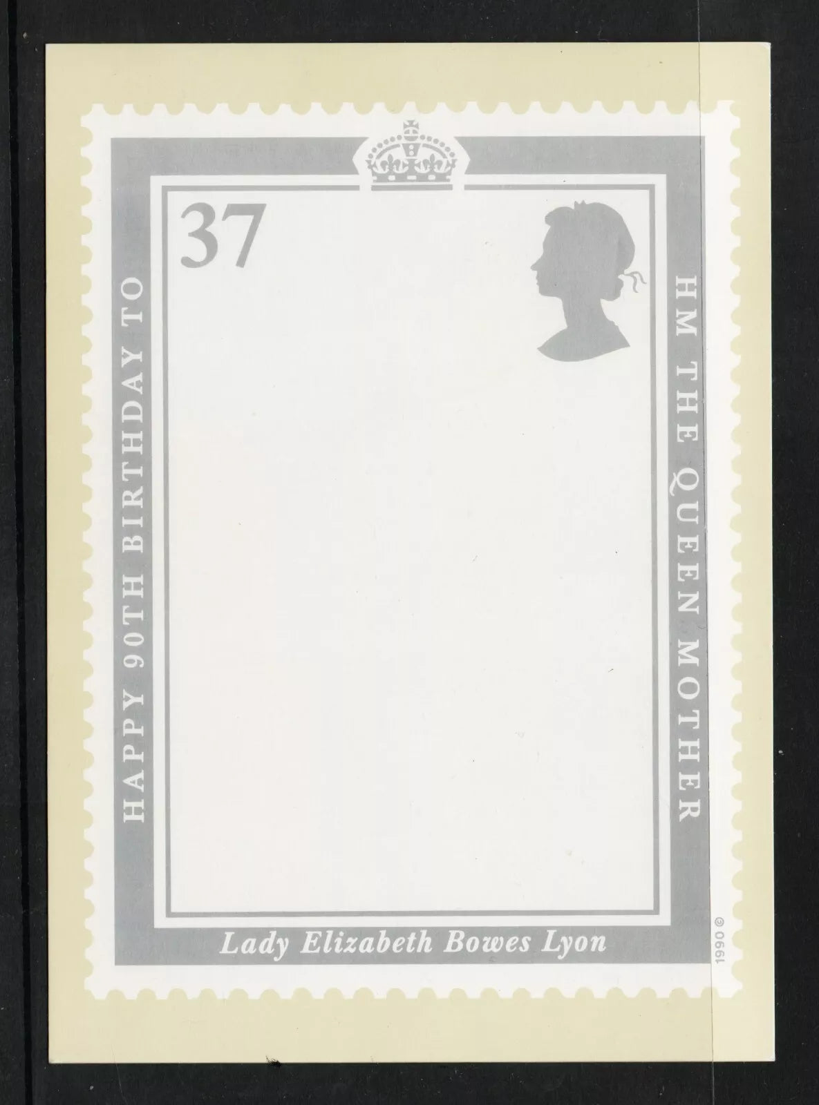 GB 1990 Queen Mother 90th Birthday PHQ for SG1510 PROOF of Lady Elizabeth