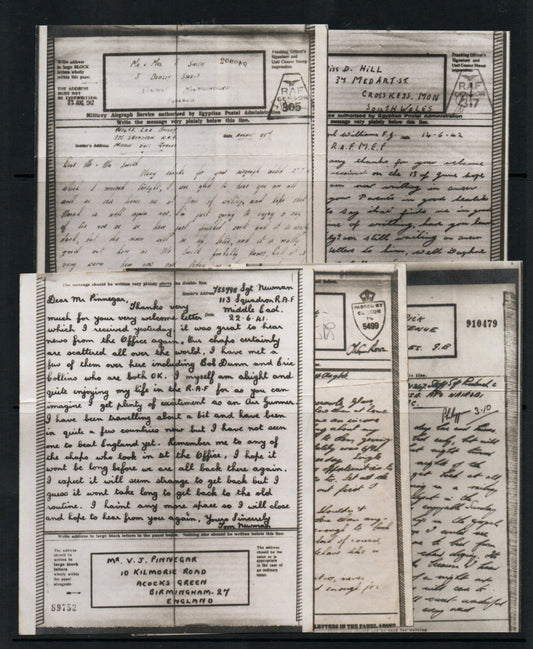 GB WWII Unchecked Selection of 5 RAF Airgraphs (BH4)