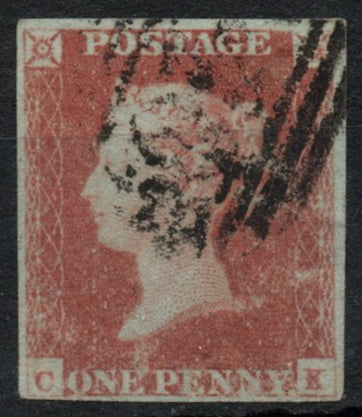 1841 GB SG8 1d Red Imperf  Wmk Small Crown Plate 80  (C-E)