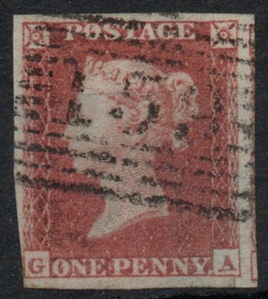 1841 GB SG8 1d Red Imperf  Wmk Small Crown Plate 167  (G-A)