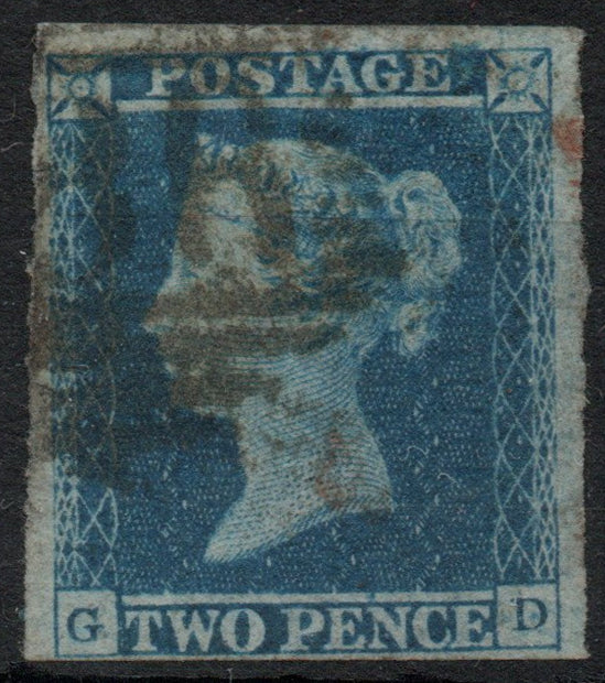 GB QV 1841 2d Blue SG15 Plate 4 ES15 (G-D) 4 M. Traces of Red,&nbsp;
Cleaned and Reused?&nbsp;
