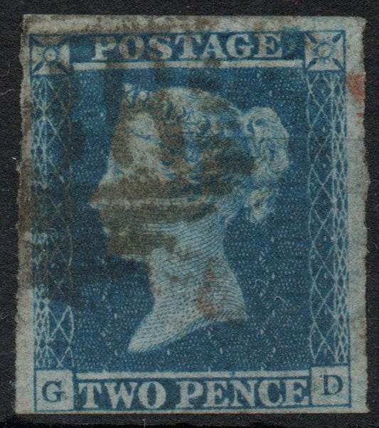 GB QV 1841 2d Blue SG15 Plate 4 ES15 (G-D) 4 M. Traces of Red,&nbsp;
Cleaned and Reused?&nbsp;