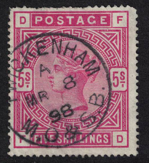GB 1883/4 SG180 5/- Rose . Letters  F-D