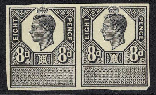 GB KGVI 8d Unappropriated Die Proof Pair (Bankruptcy Court?) Imperf, UM(